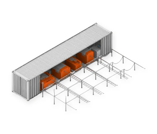 REBARLINK mobile containerized automated rebar processing line for rapid site deployment